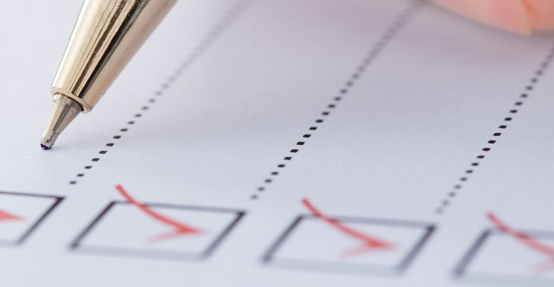 partially filled out checklist